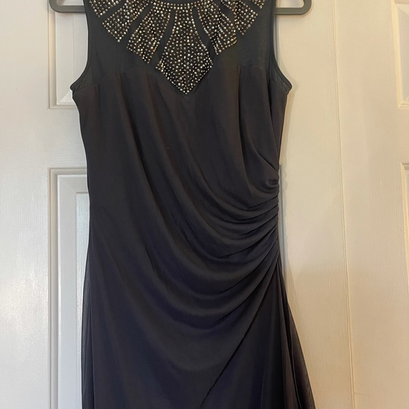 LONG DRESS CACHET gray embellished side Rushing - Picture 4 of 7